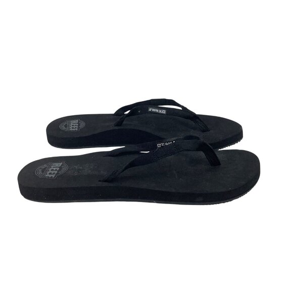 Reef Womens Black Flip Flops Size 12 Textile Upper Rubber Outsole - Picture 2 of 6
